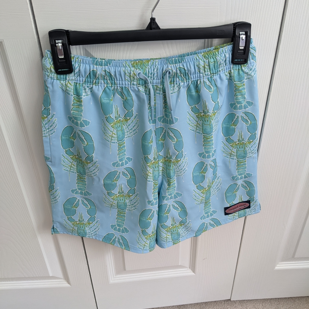 Blue Lobster Print Swim Shorts
